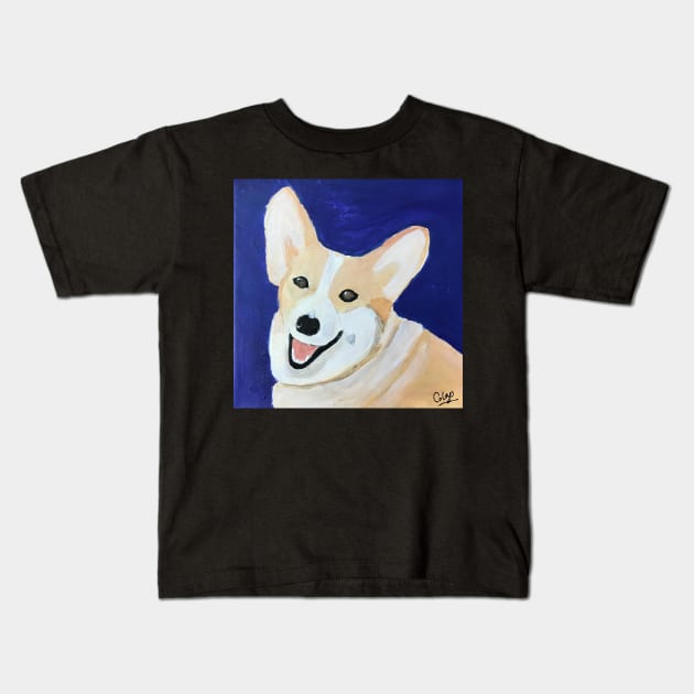 Chunky Corgi Kids T-Shirt by Colzo Art